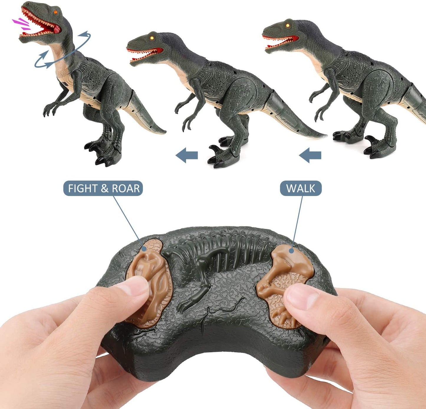 Remote Control R C Walking Dinosaur Toy With Shaking Head, Light Up Eyes & Sounds ,Velociraptor, Gift For Kids Amazon Platform Banned