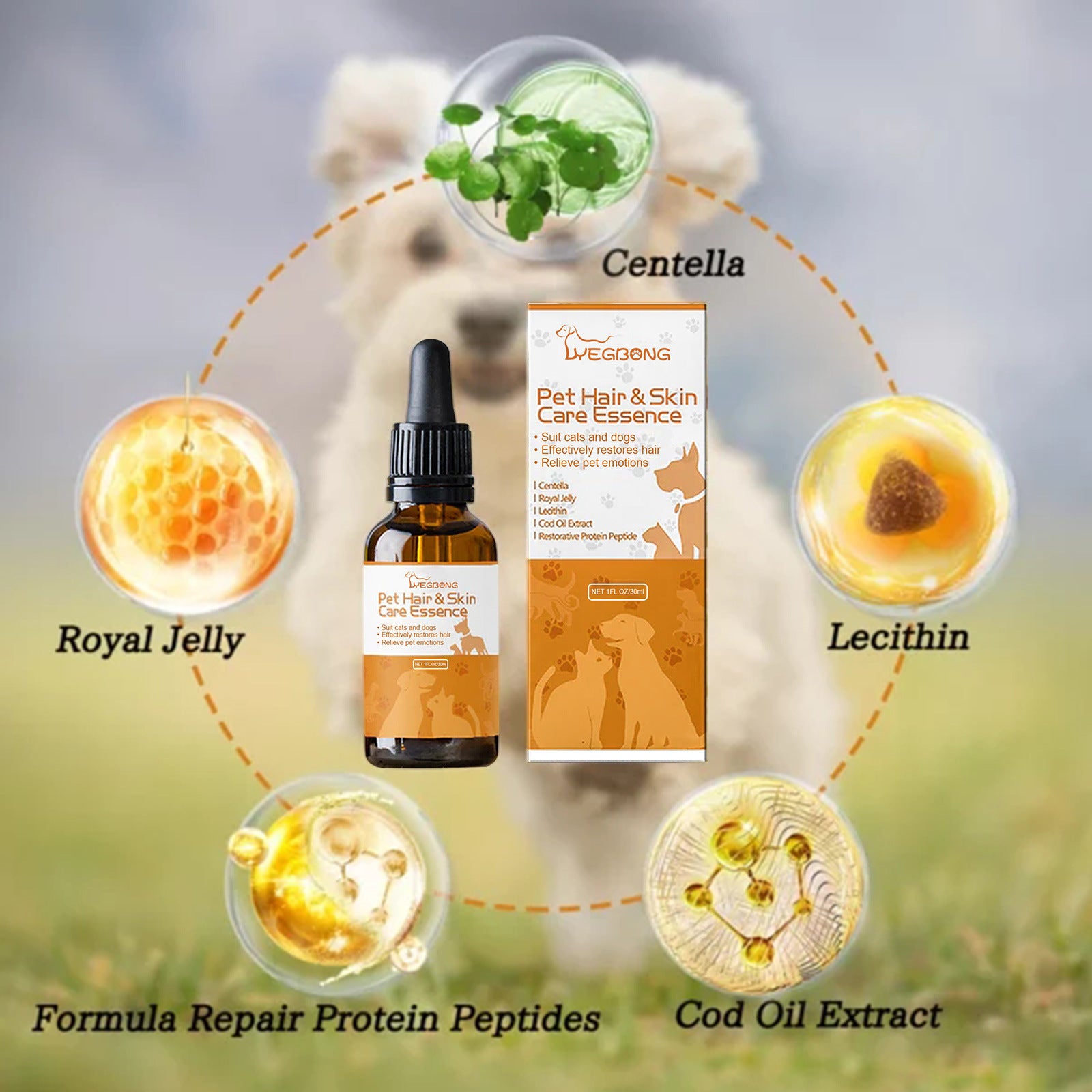 Pet Hair Care Spray – Anti-Itch, Soft & Fluffy Coat Conditioning Solution 😺🐶