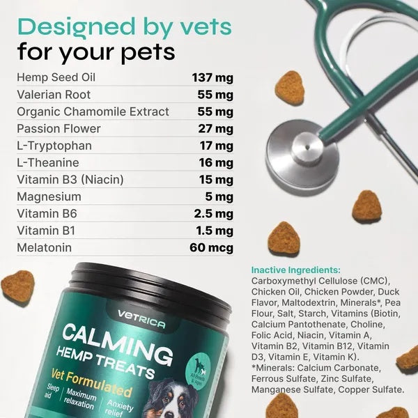 🌿🐶 Hemp Calming Chews for Dogs – Anxiety, Stress & Separation Relief | Duck Flavor 🍗✨