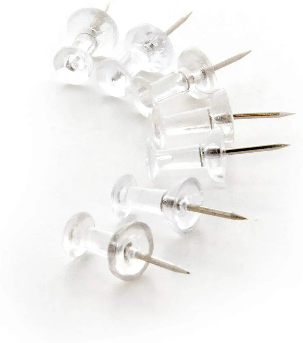 Clear Transparent Push Pins Thumb Tacks (100/Pack) | Pack 3.