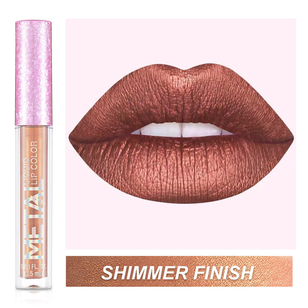 Metal Lip Gloss Waterproof Lipstick – Long Lasting Metallic Shine Lip Color 💄✨