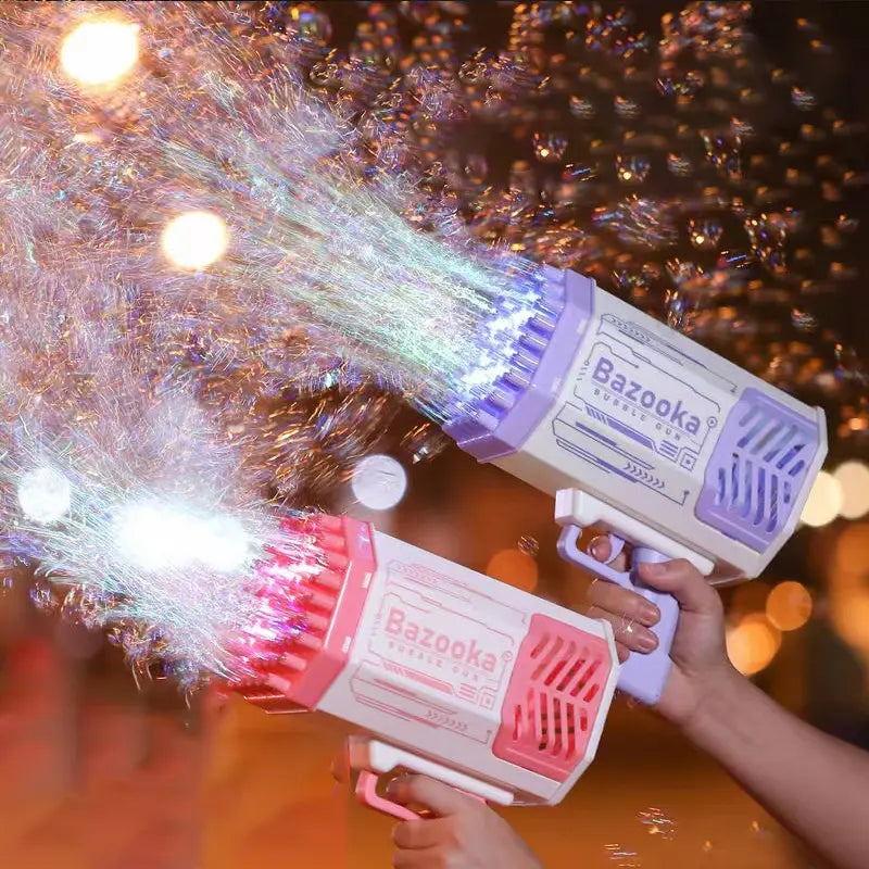 Bubble Gun Rocket 69 Holes Soap Bubbles Machine Gun Shape Automatic Blower With Light Toys For Kids Pomperos G8Central.com