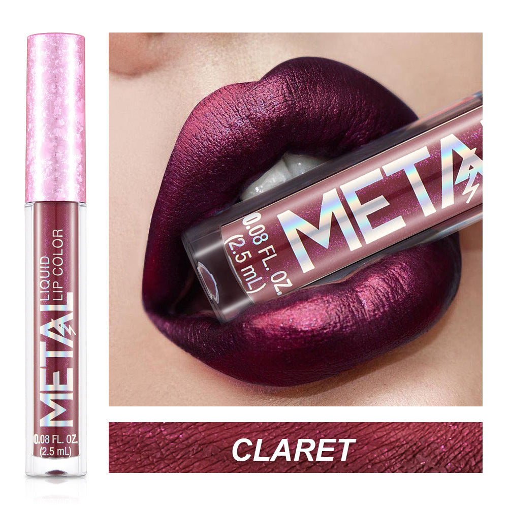 Metal Lip Gloss Waterproof Lipstick – Long Lasting Metallic Shine Lip Color 💄✨