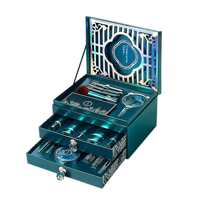 Green Lotus 18-Piece Makeup & Skincare Kit – Complete Beauty Gift Set 💄