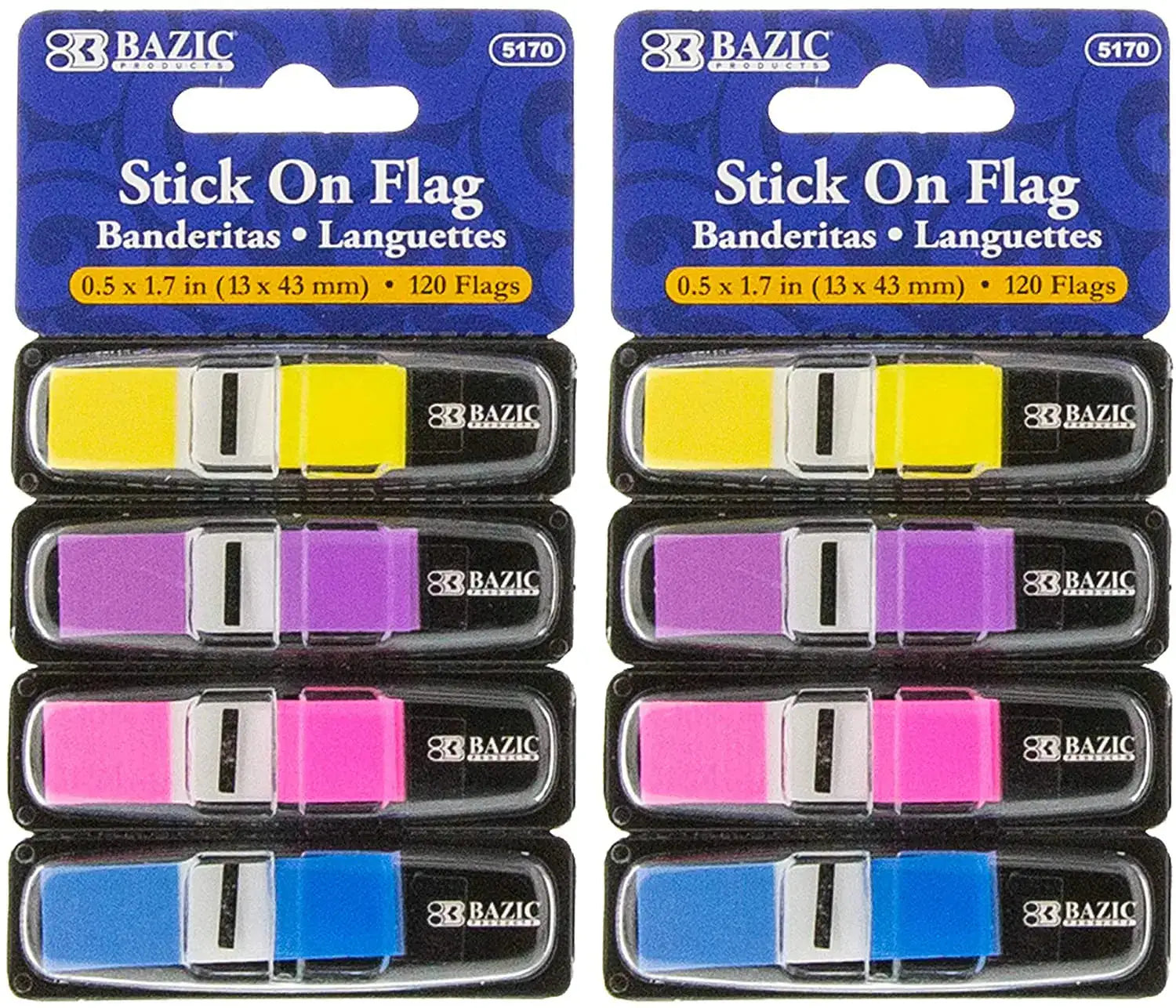 Stick on Flag w/ Dispenser | Neon Color | 30 Ct. 0.5" x 1.7" (4/Pack).