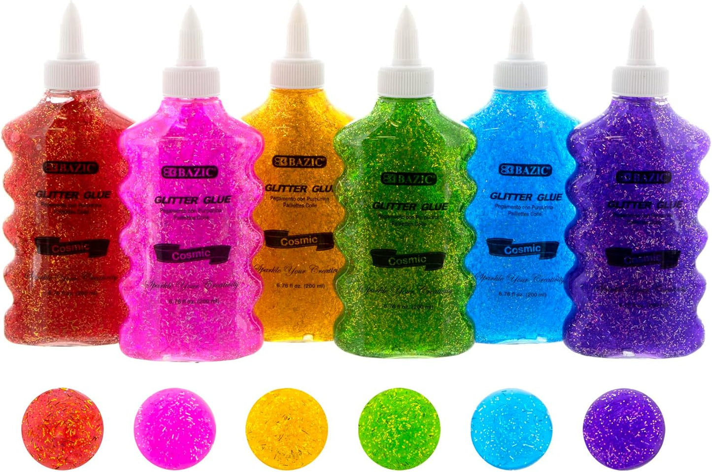 Glitter Glue Cosmic Series, Washable Sparkling Colors, Large Pack for Classroom Kids Artist | 6 Colors, 6.76 FL OZ (200ml)