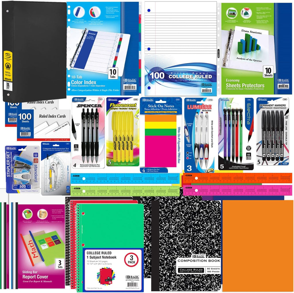 70 Piece Back to School Supplies Kit for Middle & High School Students | Complete Student Supply Bundle with Binder, Notebook, Pencils, Pens & Classroom Essentials
