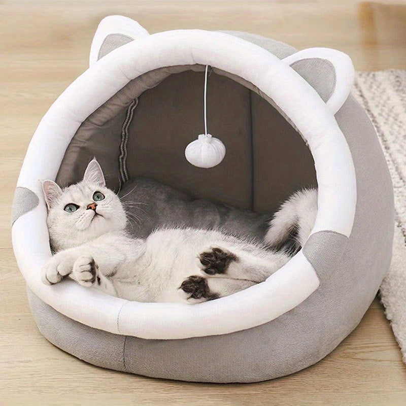 Cozy Cartoon Cat Cave Bed - Keep Your Kitten Warm And Snug In This Cute Pet House! Christmas Gift