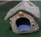 Foldable Pet Dog & Cat Bed – Warm Winter Kennel with Self-Warming, Plush Cave Nest, Multiple Sizes & Colors