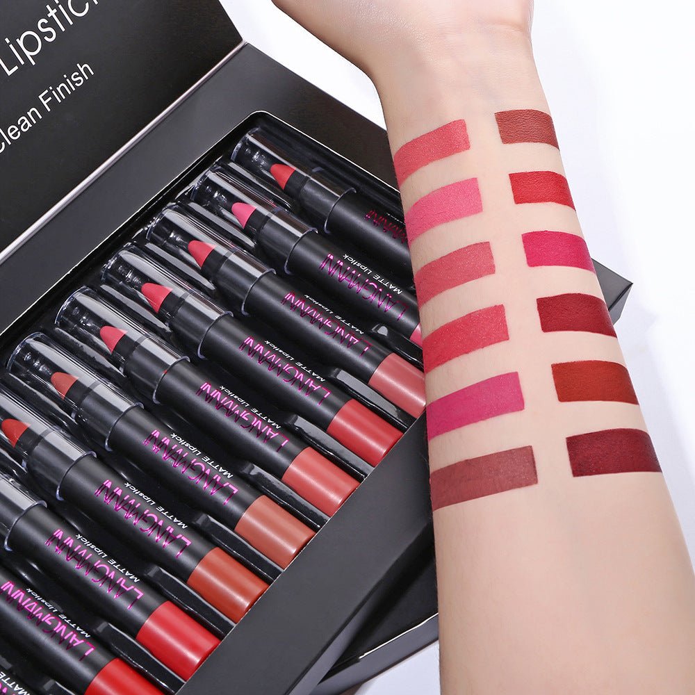 12 Non-Stick Cup Matte Lipstick Set – Long Lasting Liquid Lip Gloss Collection 💄✨