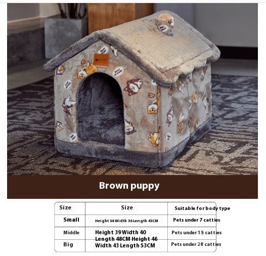 Foldable Pet Dog & Cat Bed – Warm Winter Kennel with Self-Warming, Plush Cave Nest, Multiple Sizes & Colors