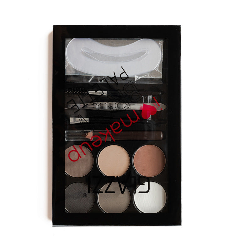 Natural Brown Eyebrow Powder Palette – Waterproof Brow Stamp Kit with Brush ✨