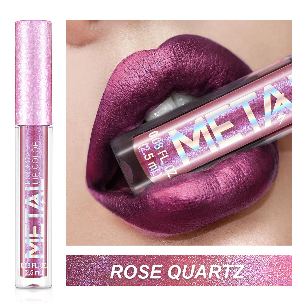 Metal Lip Gloss Waterproof Lipstick – Long Lasting Metallic Shine Lip Color 💄✨