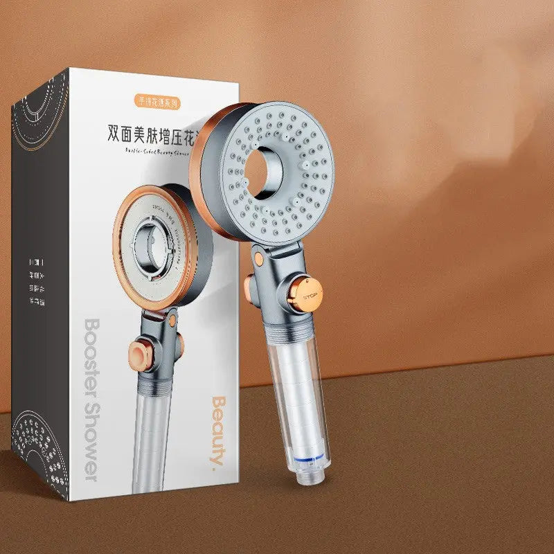 Filtered Water Shower Head with Three-gear Pressurized Water Stop and De-chlorination Skin Care Beauty g8central.com