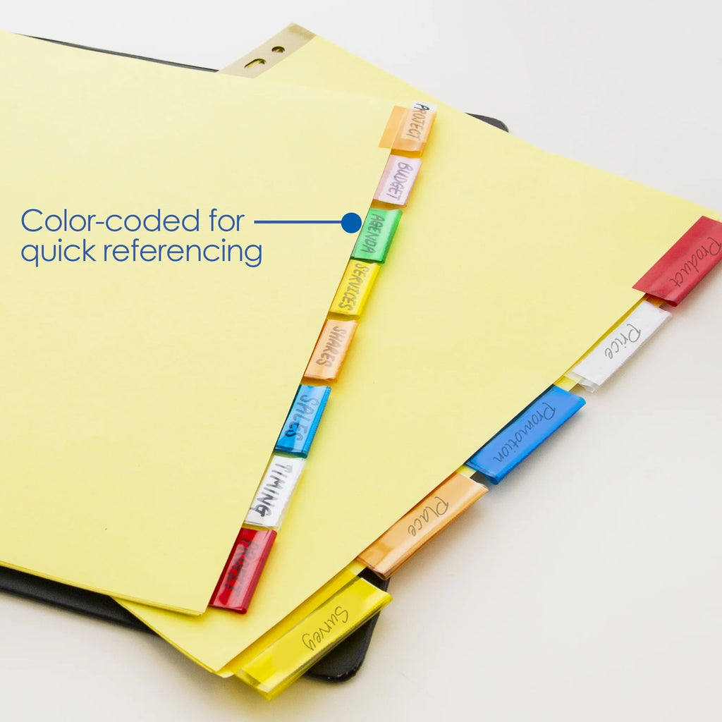 Binder 11-Hole Index Divider with Canary Paper Insertable Color Tabs, 8-count