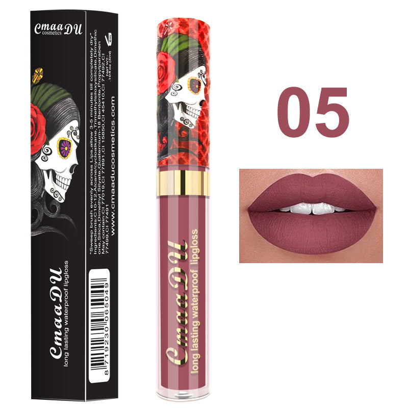 Light Metal Pearlescent Skull Lip Gloss – Shiny Metallic Liquid Lipstick 💄✨