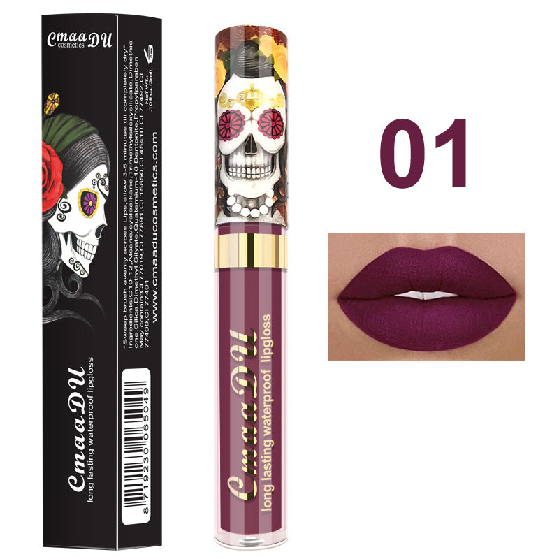 Light Metal Pearlescent Skull Lip Gloss – Shiny Metallic Liquid Lipstick 💄✨