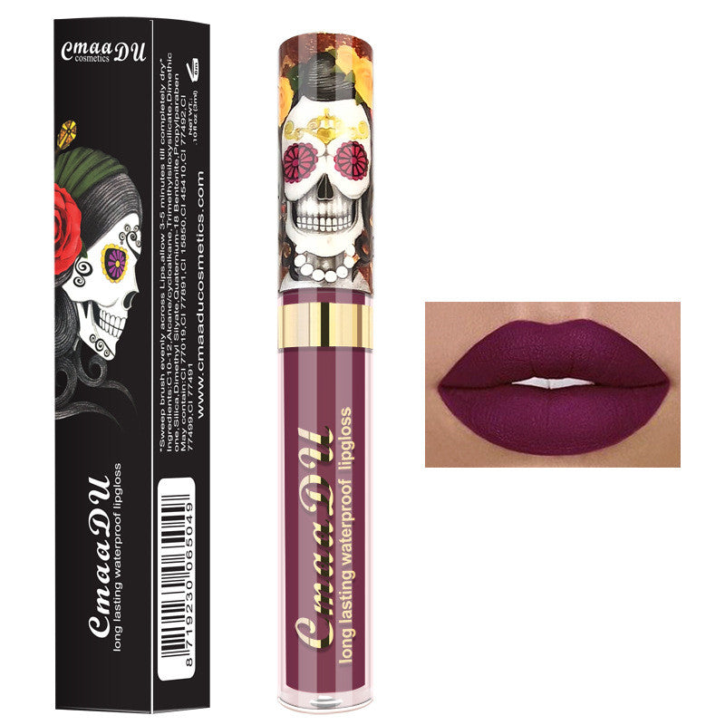 Light Metal Pearlescent Skull Lip Gloss – Shiny Metallic Liquid Lipstick 💄✨