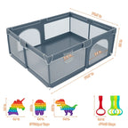 Large Baby Playpen79x71, Extra Large Play Pen For Babies And Toddlers, Play Yard With Gate, Baby Fence With Breathable Mesh, Safety Indoor & Outdoor Activity Center Grey G8Central.com