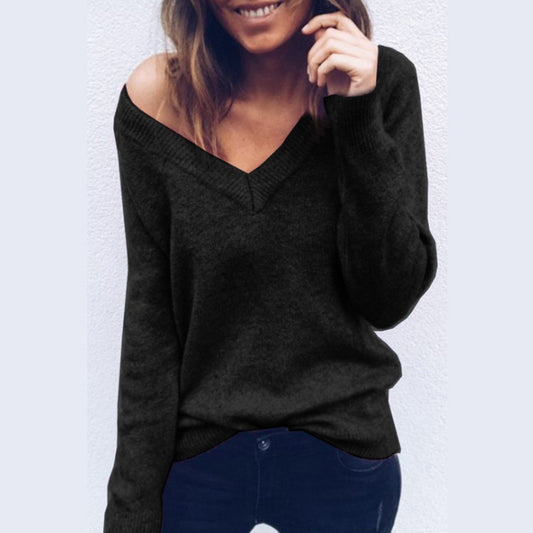 Oversized V-Neck Knit Top