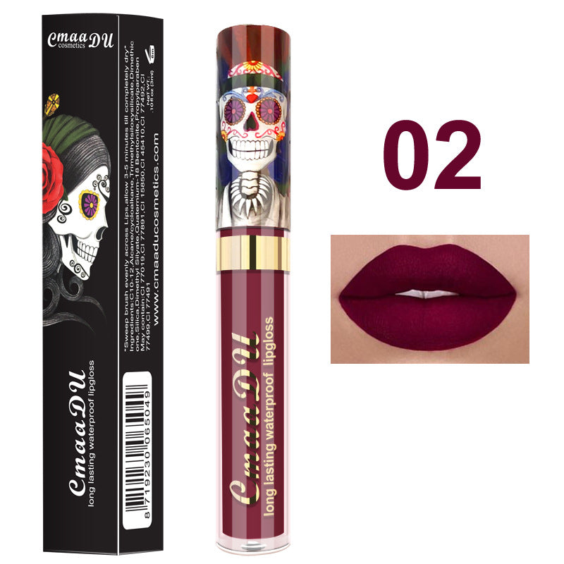 Light Metal Pearlescent Skull Lip Gloss – Shiny Metallic Liquid Lipstick 💄✨