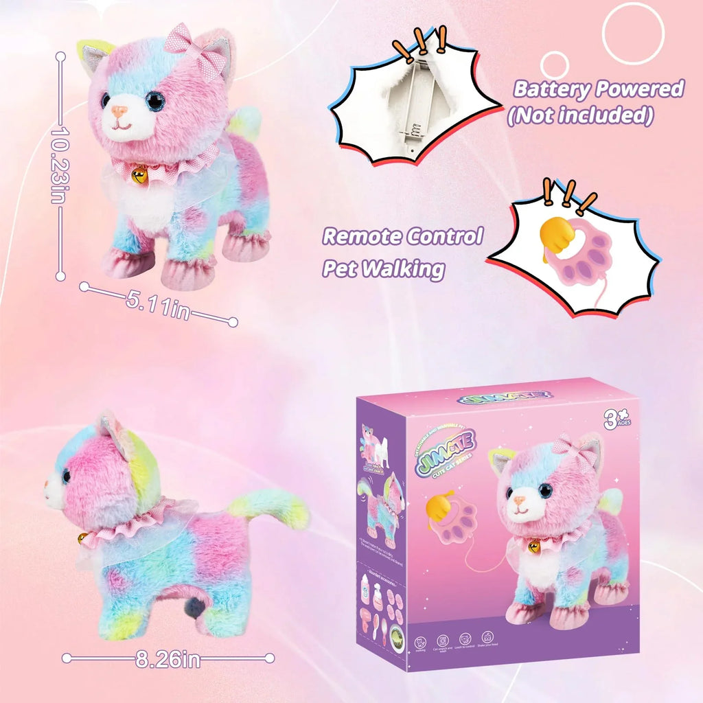 Interactive Walking Cat Toy for Kids – Touch & Voice Control with Remote Leash