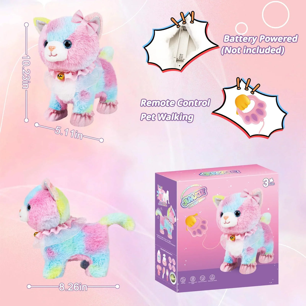 Interactive Walking Cat Toy for Kids – Touch & Voice Control with Remote Leash