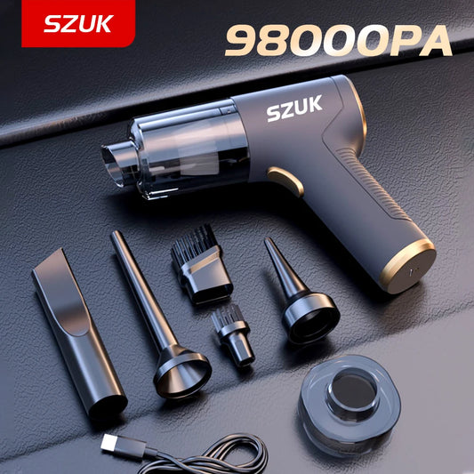 🚗🌀 SZUK 98000PA Wireless Car Vacuum Cleaner – Mini Powerful Handheld Vacuum with Strong Suction for Car & Home