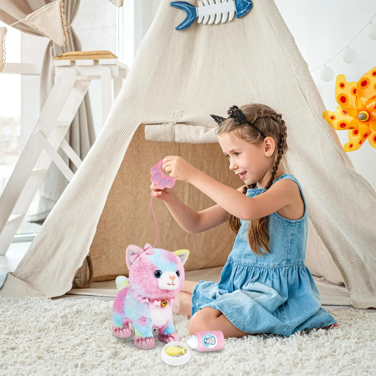 
Interactive robotic cat toy designed for children's pretend play and entertainment
