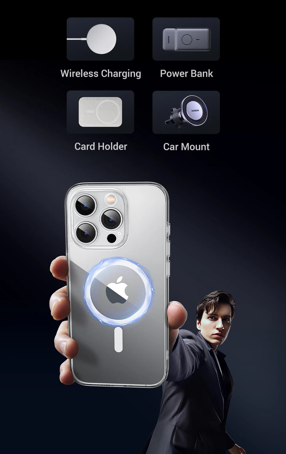 UGREEN Magnetic TPU Case for iPhone 17 / 16 / 15 / 14 / 13 Pro Max