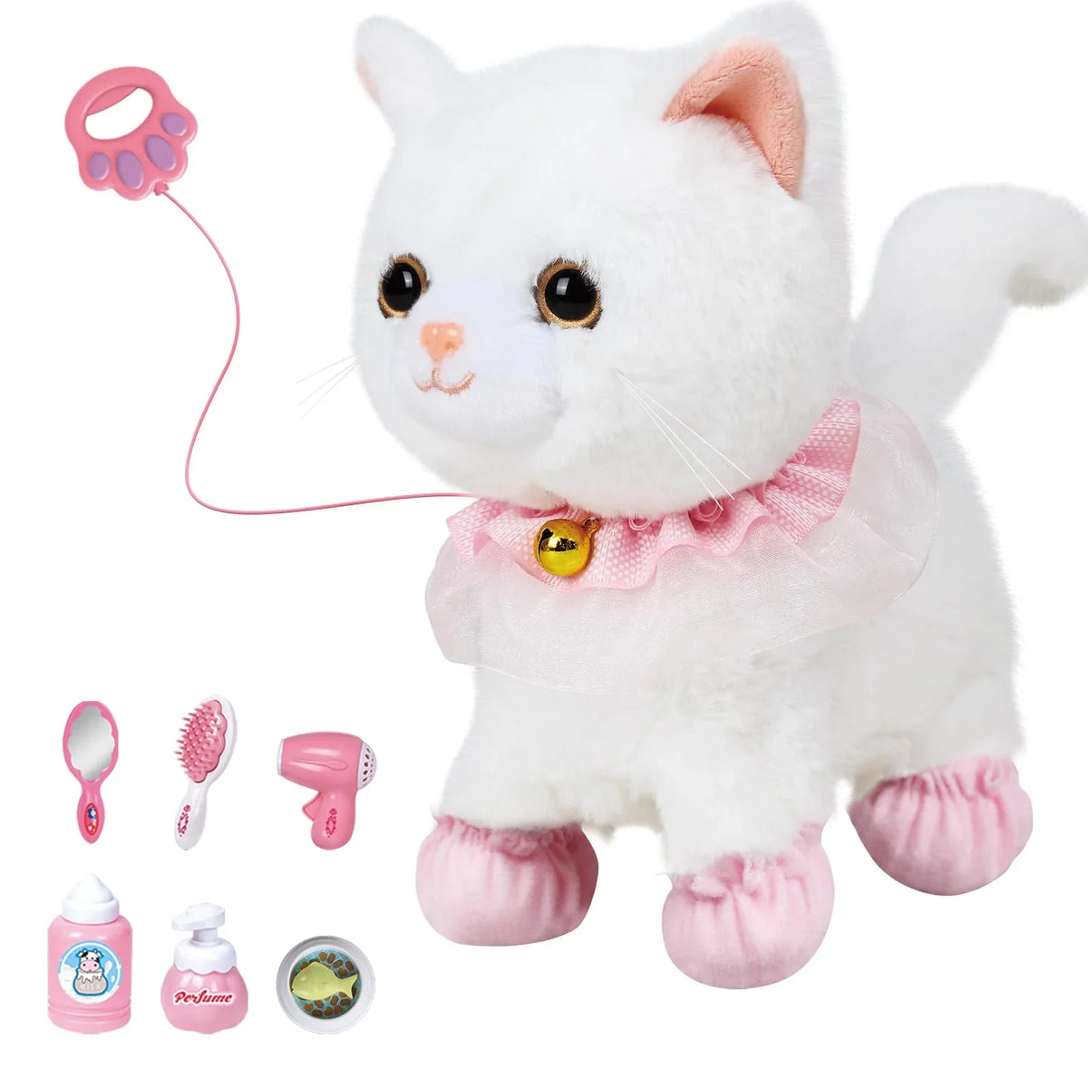Interactive Walking Cat Toy for Kids – Touch & Voice Control with Remote Leash
