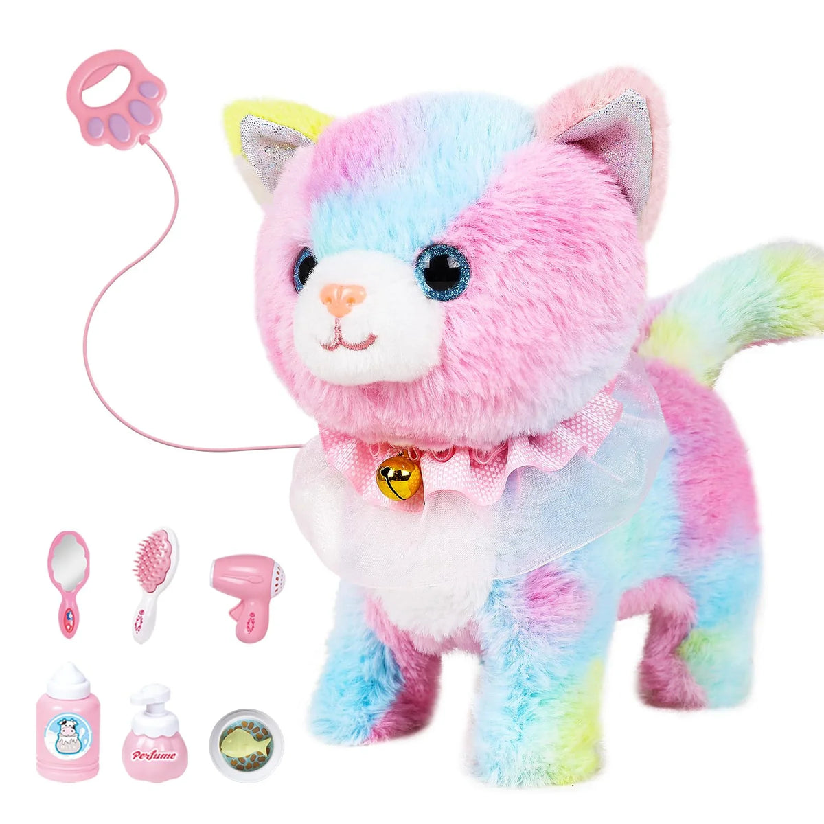 Interactive Walking Cat Toy for Kids – Touch & Voice Control with Remote Leash