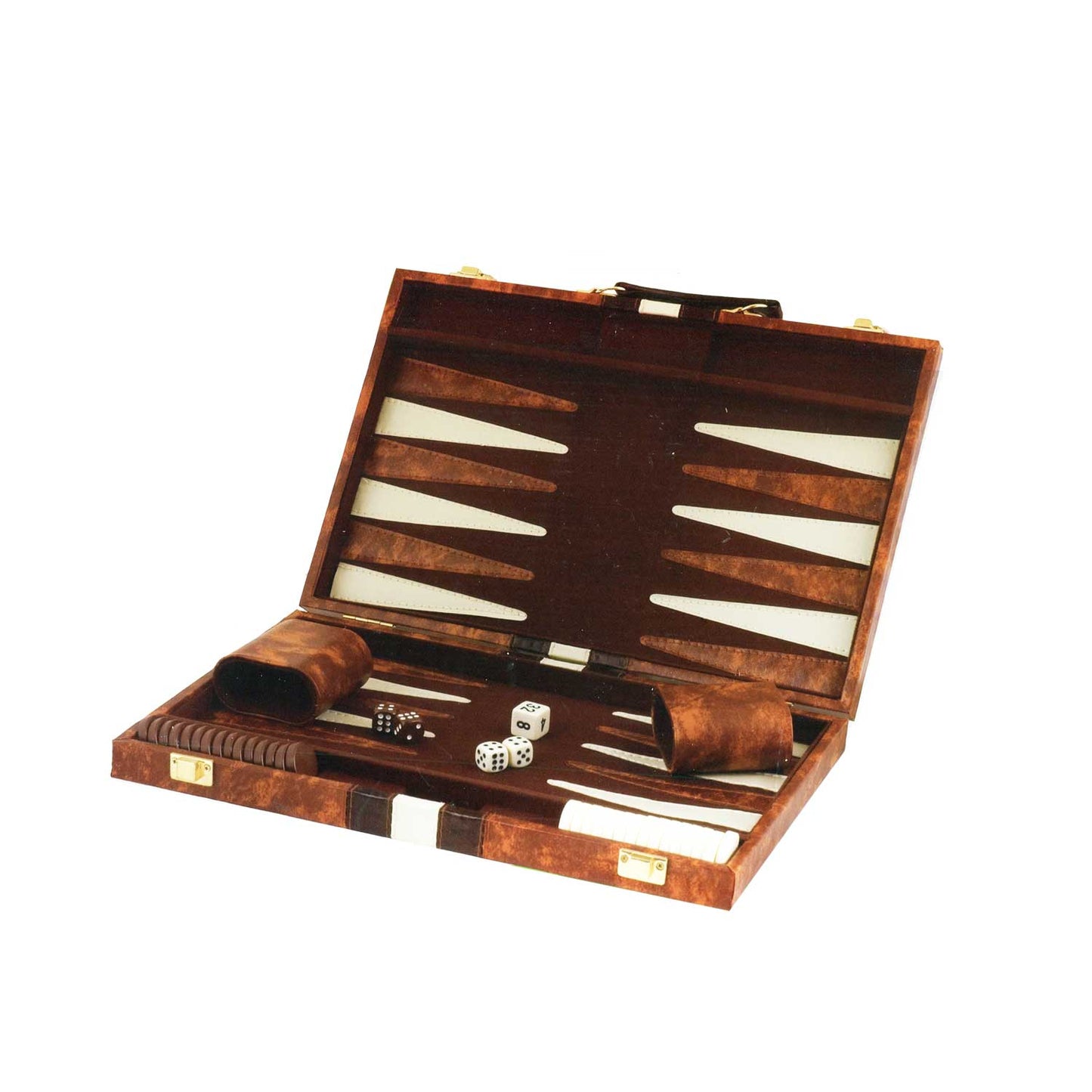 Backgammon Set Vinyl Brown & White | 11", 15" & 18"