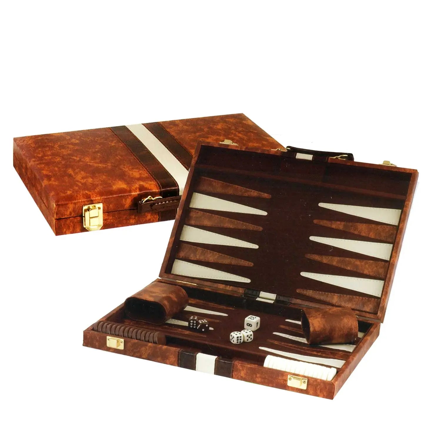 Backgammon Set Vinyl Brown & White | 11", 15" & 18" G8Central
