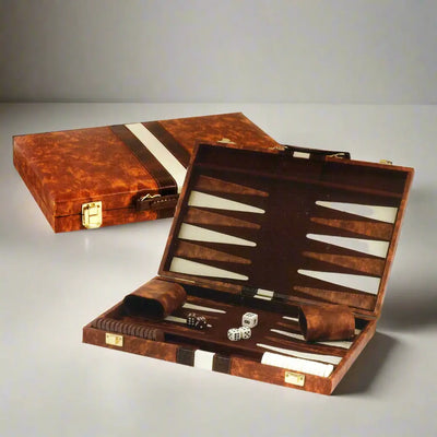 Backgammon Set Vinyl Brown & White | 11", 15" & 18" G8Central