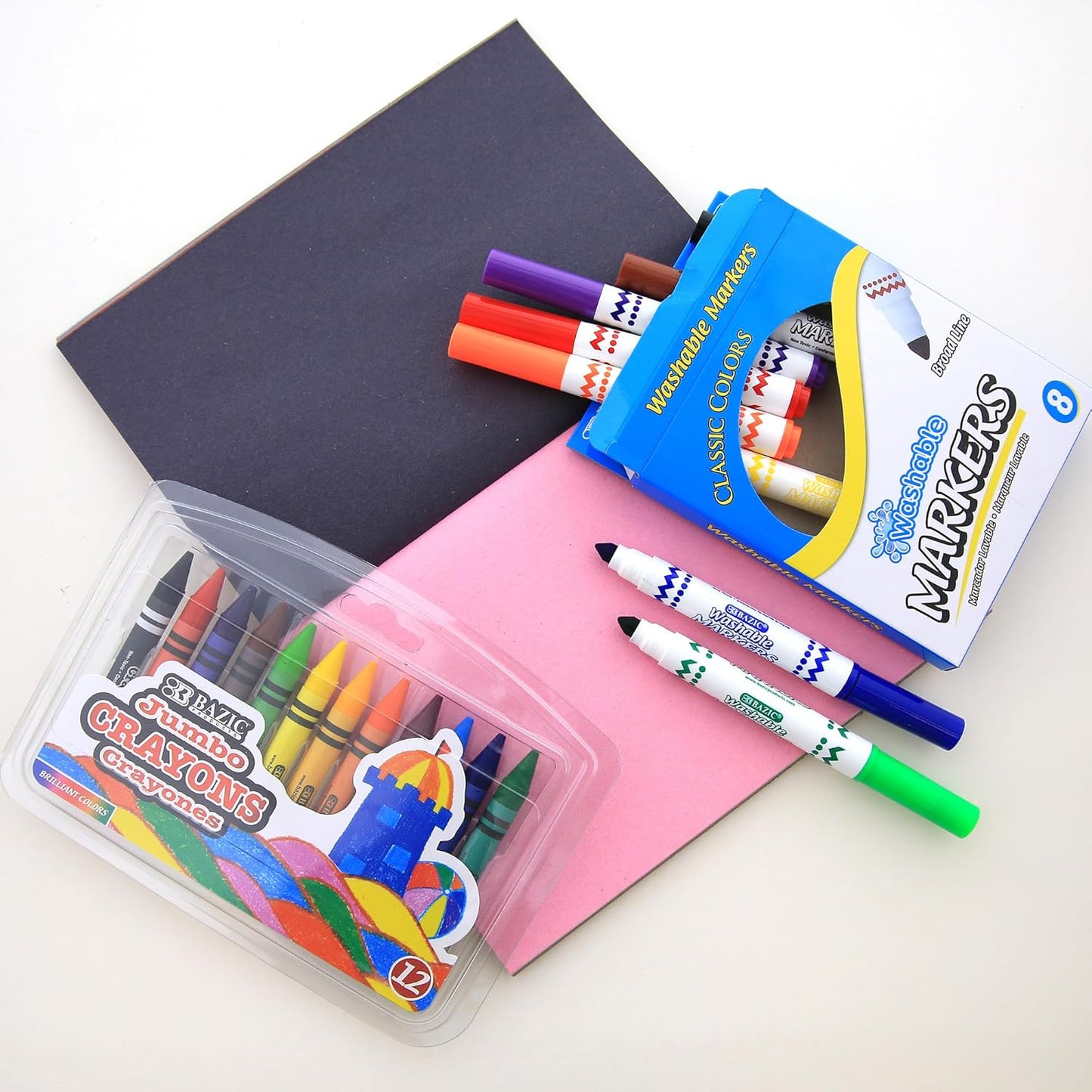 Primary School Kit Supply Box ✏️📓 | 57 Count Back‑to‑School Essentials for Kindergarten–Grade 6 🎨🖍️ | Composition Book + Coloring Pencils (Colors May Vary) | 1 Pack