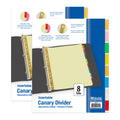 Binder 11-Hole Index Divider with Canary Paper Insertable Color Tabs, 8-count