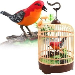 Device Toys Singing & Chirping Bird In Cage  with Realistic Sounds & Movements