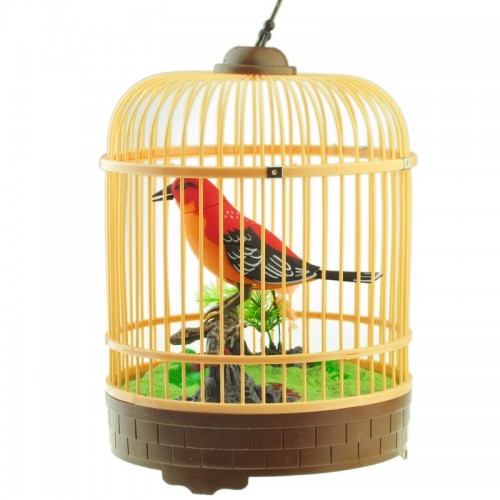 Device Toys Singing & Chirping Bird In Cage  with Realistic Sounds & Movements