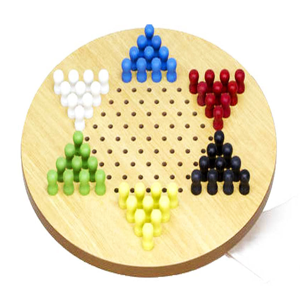 Chinese Checkers 17" Jumbo Wooden Board Game 🎲✨ – 6 Color Peg Sets, Classic Family Fun
