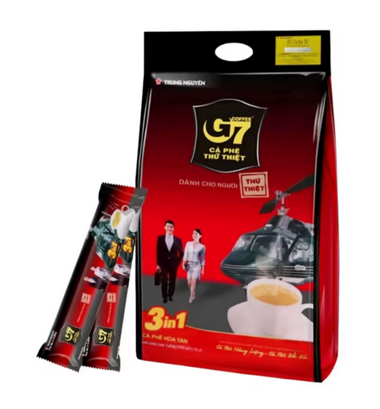Trung Nguyen G7 3-in-1 Instant Vietnamese Coffee ☕ | 100 Sticks (16g Each) | Strong Bold Café Roast