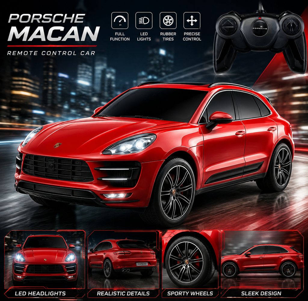 1:24 Porsche Macan Turbo RC Car red remote control SUV