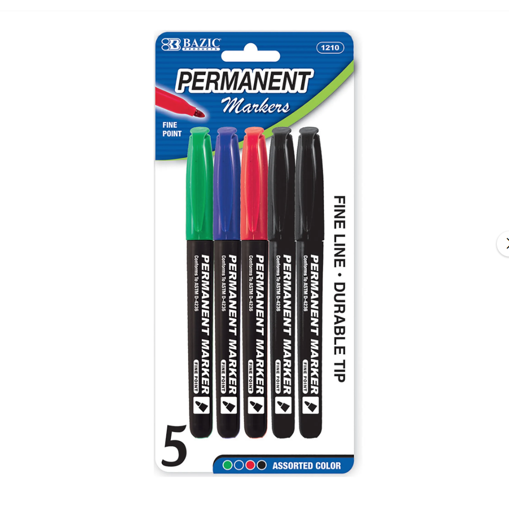 Permanent Marker Fine Line Assorted Color Markers (5-Count) – G8Central.com