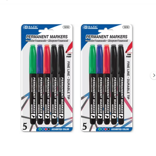 Permanent Marker Fine Line Assorted Color Markers (5-Count)
