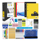 Middle & High School Supply Kit 📚✏️ 65‑Piece Back‑to‑School Essentials for Students Grades 7–12 🎒 | Composition Book, Compass, Calculator & More | 1‑Pack | Color May Vary