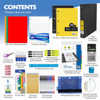 Middle & High School Supply Kit 📚✏️ 65‑Piece Back‑to‑School Essentials for Students Grades 7–12 🎒 | Composition Book, Compass, Calculator & More | 1‑Pack | Color May Vary