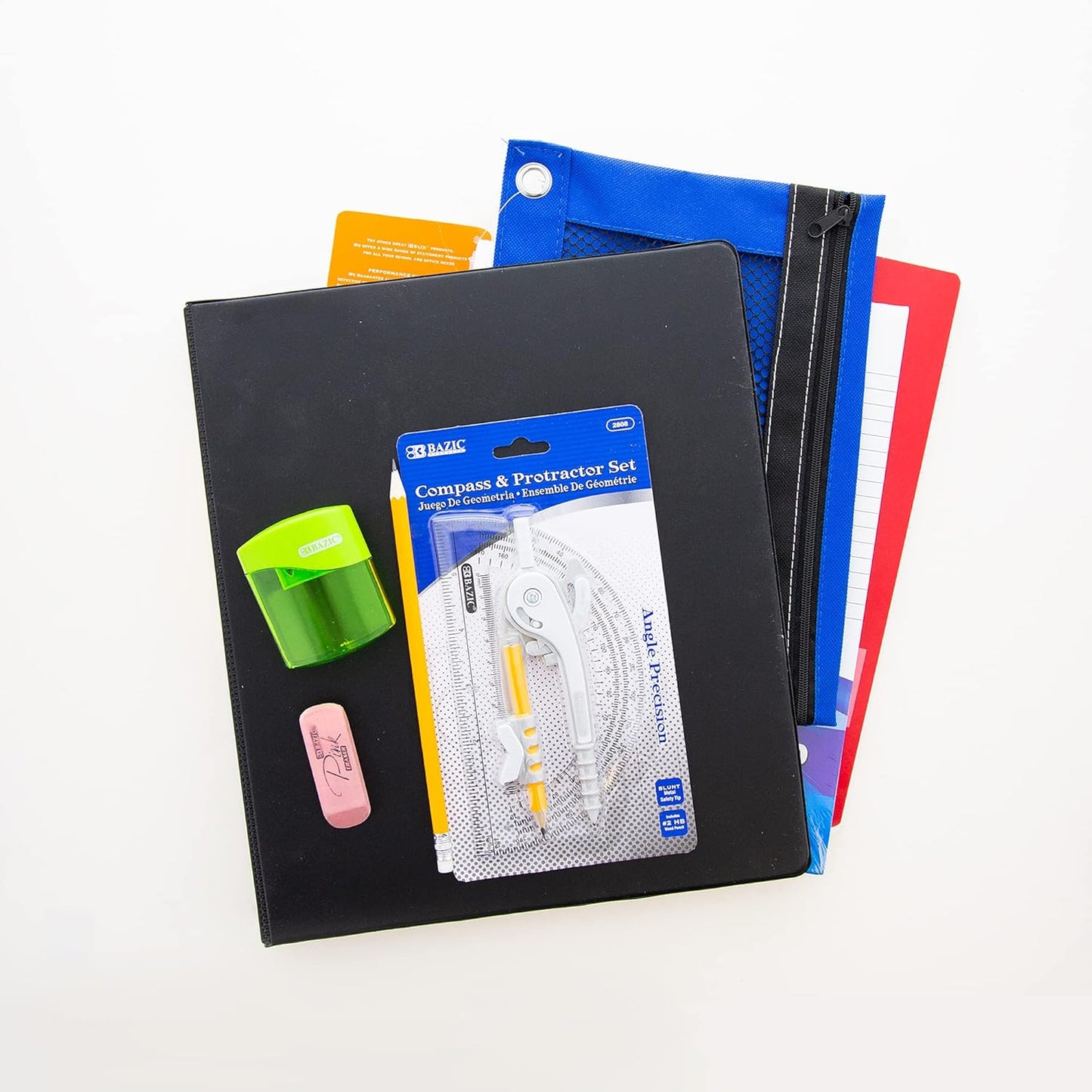 Middle & High School Supply Kit 📚✏️ 65‑Piece Back‑to‑School Essentials for Students Grades 7–12 🎒 | Composition Book, Compass, Calculator & More | 1‑Pack | Color May Vary