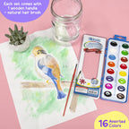 Watercolor w/ Brush Semi Moist 16 Color, Non-Toxic Paint Set