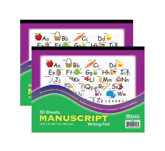 Manuscript Writing Pad Handwriting Workbook  50 Sheets, 10.5" x 8"