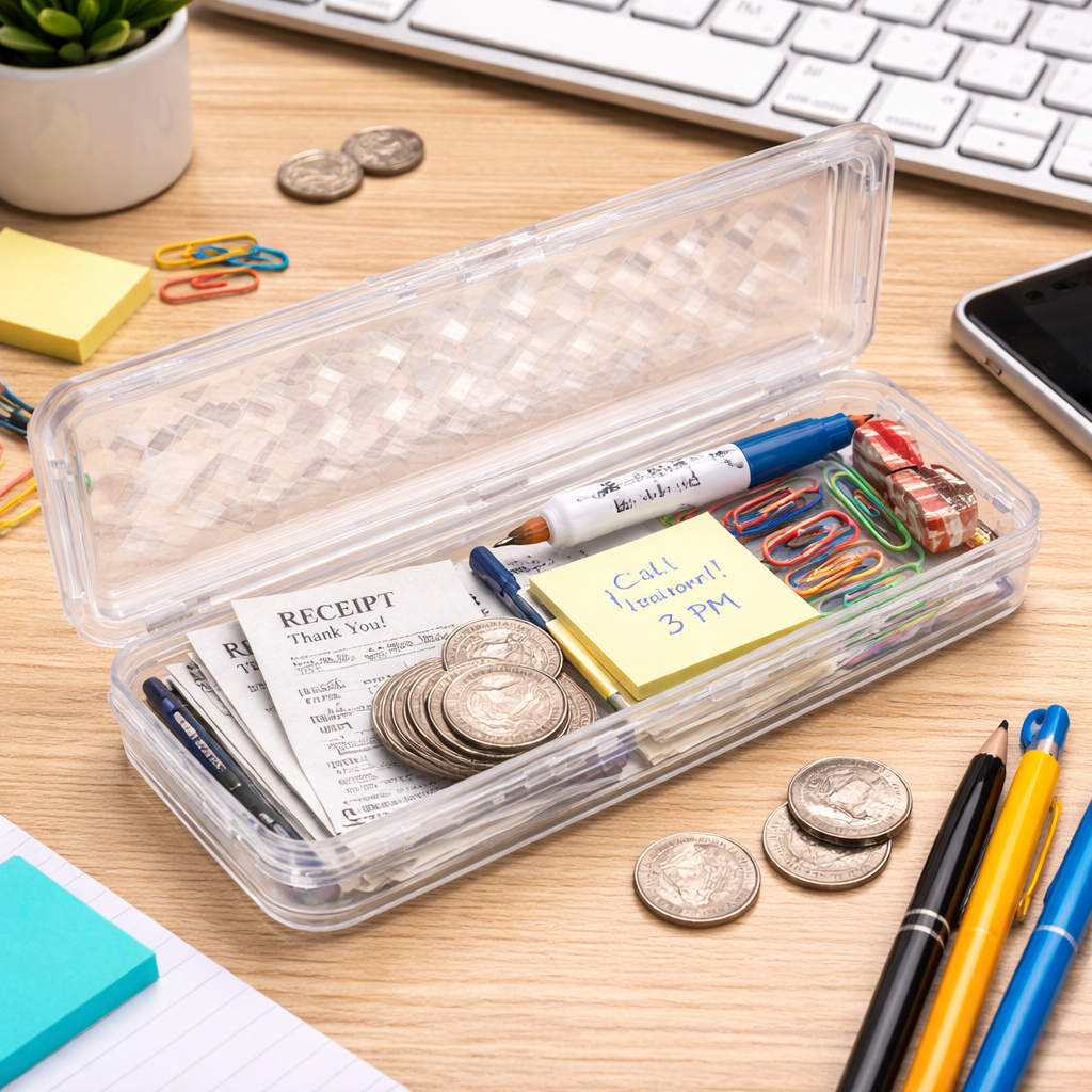 Plastic Pencil Case 8" Clear Storage Box – Translucent Organizer for School Supplies, Art Tools, Makeup & Craft Accessories G8Central.com